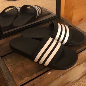 Adidas striped slides (barely worn)